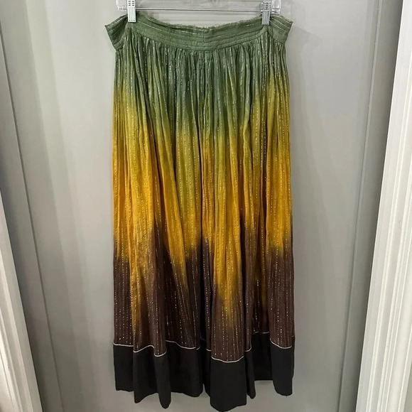 Zara Maxi Skirt Multicolored Metallic Ombré Boho Maxi Skirt 100% Cotton Sz M - Picture 7 of 8